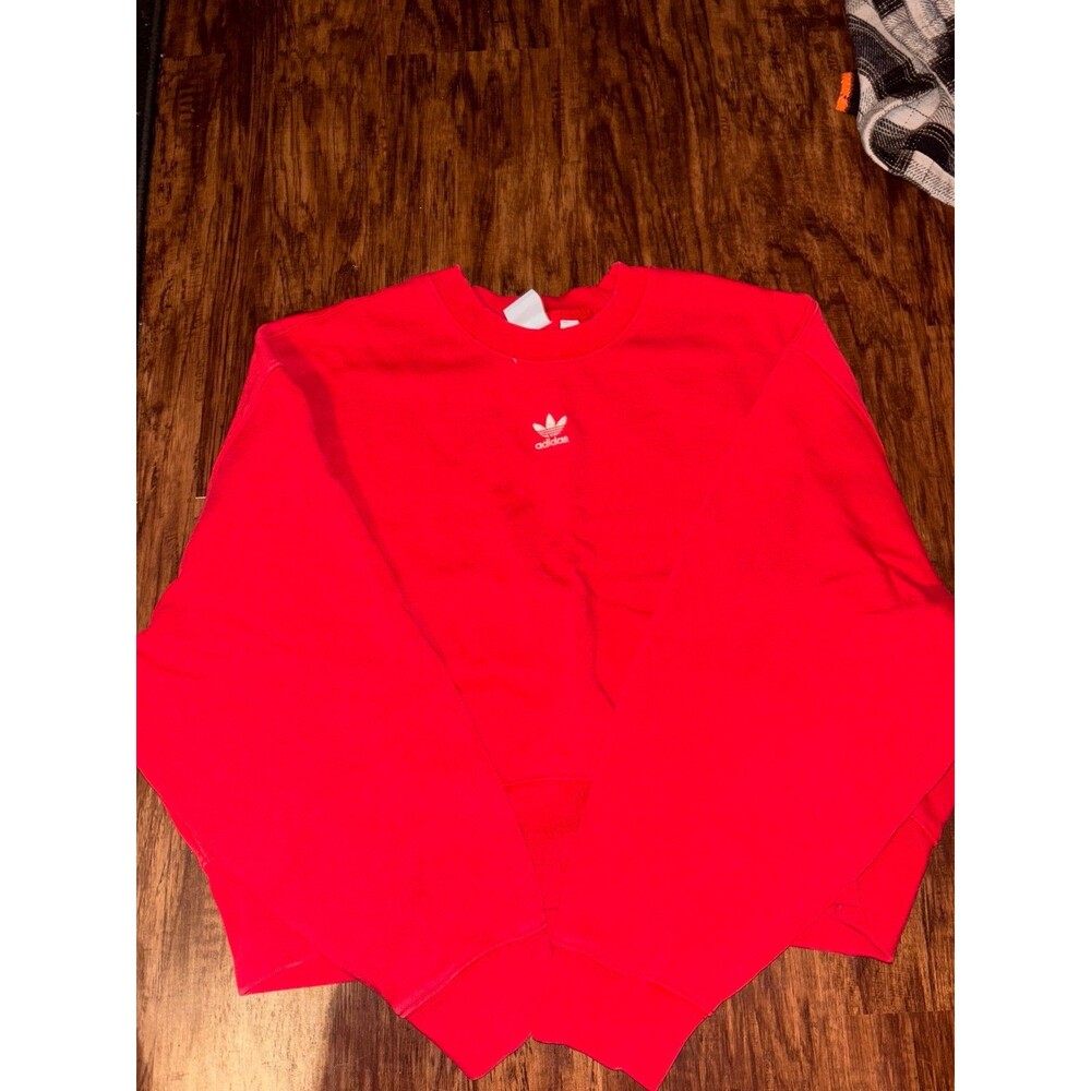 Adidas Red Cropped Crewneck Sweatshirt